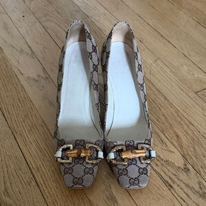 Gucci Women's Beige GG Canvas Heels